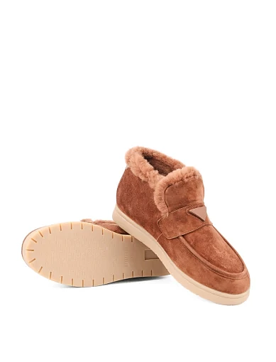 Женские ботинки Attizzare велюровые коричневые с подкладкой из натурального меха - фото 2 - Miraton