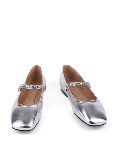 Жіночі балетки MIRATON шкіряні срібного кольору (Y103-1) - фото 3 - Miraton