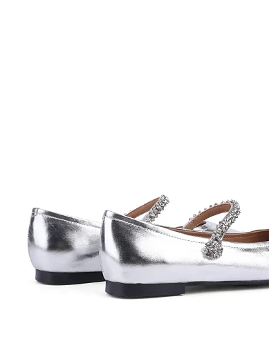 Жіночі балетки MIRATON шкіряні срібного кольору (Y103-1) - фото 4 - Miraton