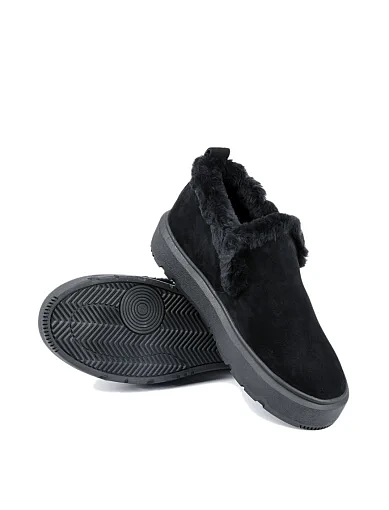 Жіночі черевики Attizzare велюрові чорні з підкладкою з натурального хутра (705H-24-301-2) - фото 2 - Miraton