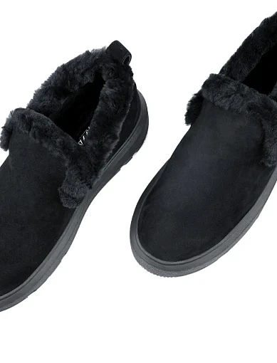 Жіночі черевики Attizzare велюрові чорні з підкладкою з натурального хутра (705H-24-301-2) - фото 5 - Miraton