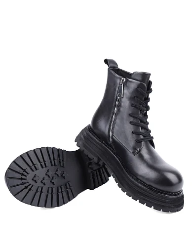 Жіночі черевики MIRATON шкіряні чорні з підкладкою з байки (8816-1) - фото 2 - Miraton