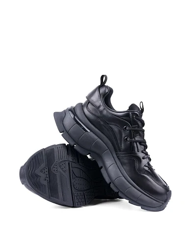 Жіночі кросівки MIRATON шкіряні чорні (2333-2) - фото 2 - Miraton