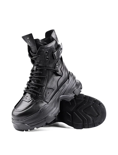 Жіночі черевики MIRATON шкіряні чорні з підкладкою з байки (2288-8) - фото 2 - Miraton