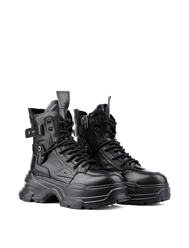 Жіночі черевики MIRATON шкіряні чорні з підкладкою з байки (2288-8) - фото 3 - Miraton