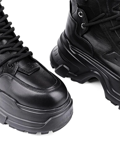 Жіночі черевики MIRATON шкіряні чорні з підкладкою з байки (2288-8) - фото 5 - Miraton