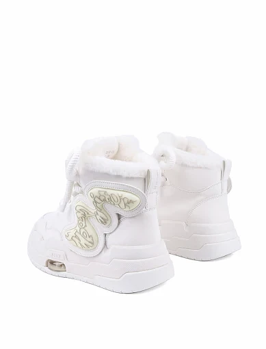 Жіночі черевики MIRATON шкіряні білі з підкладкою з натурального хутра (211D-28) - фото 4 - Miraton