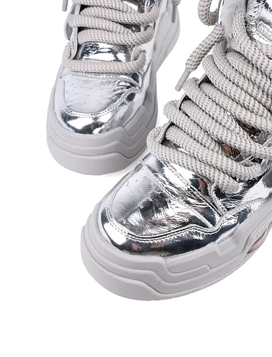 Жіночі черевики MIRATON шкіряні срібного кольору з підкладкою з натурального хутра (211D-28) - фото 5 - Miraton