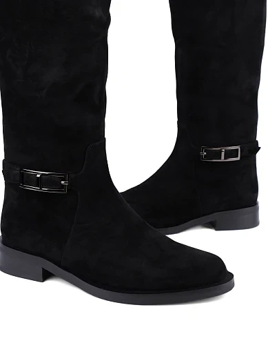 Жіночі ботфорти Attizzare велюрові чорні з підкладкою з байки (2401-1921-1) - фото 2 - Miraton