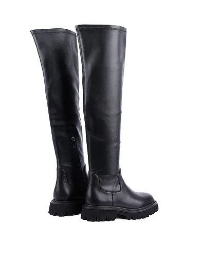 Жіночі ботфорти Attizzare шкіряні чорні з підкладкою з натурального хутра (2451A-2236-1) - фото 4 - Miraton