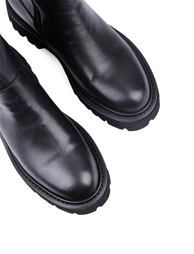 Жіночі ботфорти Attizzare шкіряні чорні з підкладкою з натурального хутра (2451A-2236-1) - фото 5 - Miraton