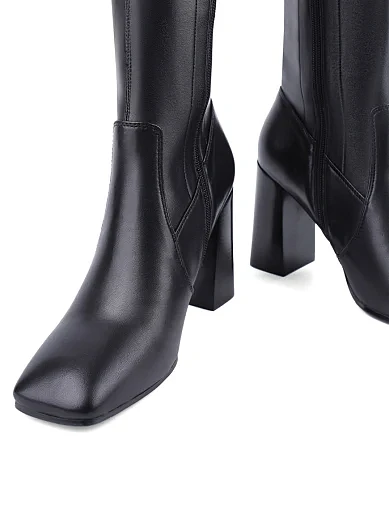 Жіночі ботфорти Attizzare шкіряні чорні з підкладкою з байки (2503-2215-1) - фото 2 - Miraton