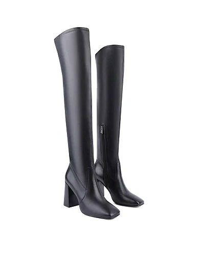 Жіночі ботфорти Attizzare шкіряні чорні з підкладкою з байки (2503-2215-1) - фото 3 - Miraton