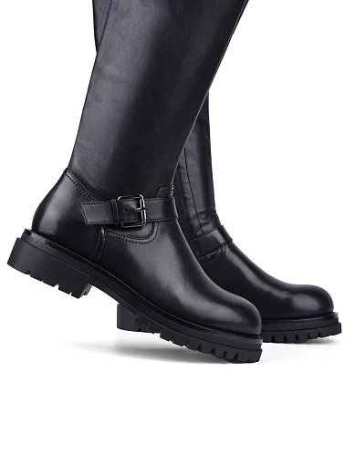 Жіночі ботфорти Attizzare шкіряні чорні з підкладкою з натурального хутра (393T-2228-N04-P33) - фото 2 - Miraton