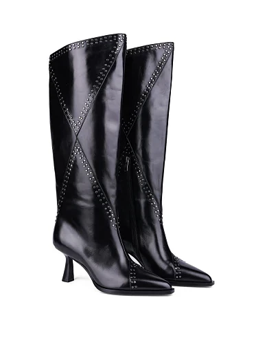 Жіночі чоботи MIRATON з масляної шкіри чорні з підкладкою з байки (8103H-1502-N400) - фото 3 - Miraton