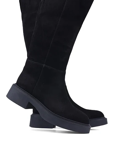 Жіночі ботфорти Attizzare велюрові чорні з підкладкою з натурального хутра (877X-2103-C49) - фото 2 - Miraton