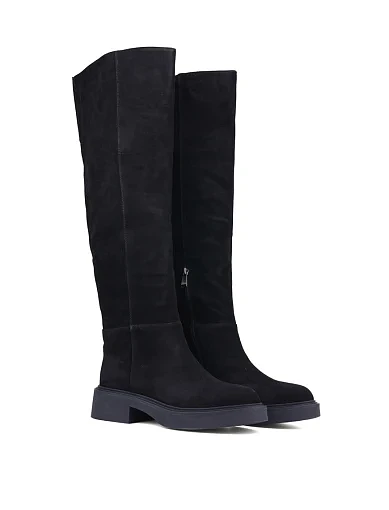 Жіночі ботфорти Attizzare велюрові чорні з підкладкою з натурального хутра (877X-2103-C49) - фото 3 - Miraton