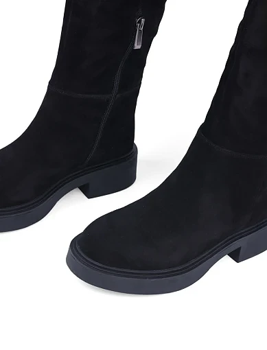 Жіночі ботфорти Attizzare велюрові чорні з підкладкою з натурального хутра (877X-2103-C49) - фото 5 - Miraton