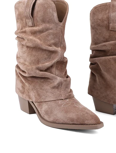 Жіночі черевики MIRATON велюрові бежеві з підкладкою з байки (899H-1019-N460) - фото 2 - Miraton