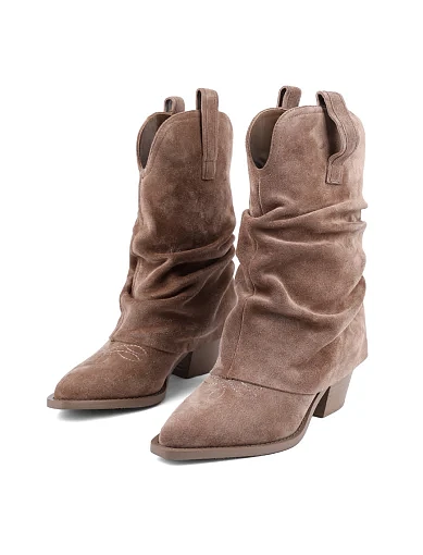 Жіночі черевики MIRATON велюрові бежеві з підкладкою з байки (899H-1019-N460) - фото 3 - Miraton