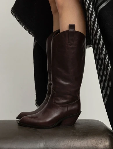 Жіночі чоботи MIRATON шкіряні коричневі з підкладкою з байки (G685-1416) - фото 2 - Miraton