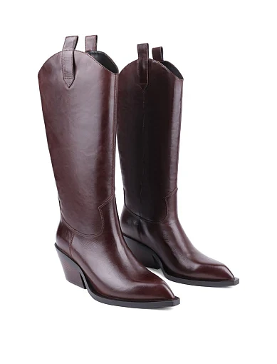 Жіночі чоботи MIRATON шкіряні коричневі з підкладкою з байки (G685-1416) - фото 3 - Miraton