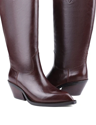 Жіночі чоботи MIRATON шкіряні коричневі з підкладкою з байки (G685-1416) - фото 4 - Miraton