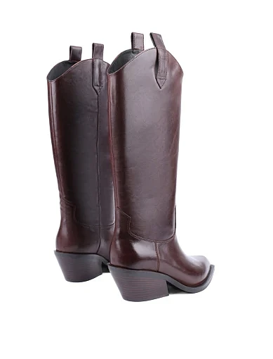 Жіночі чоботи MIRATON шкіряні коричневі з підкладкою з байки (G685-1416) - фото 5 - Miraton