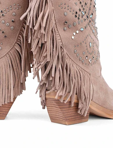 Жіночі чоботи козаки Alma en Pena замшеві бежеві (I240709) - фото 2 - Miraton