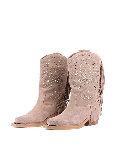 Жіночі чоботи козаки Alma en Pena замшеві бежеві (I240709) - фото 3 - Miraton