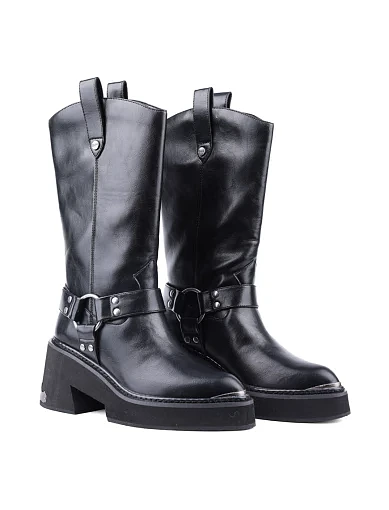 Жіночі чоботи Buffalo зі штучної шкіри чорні з підкладкою з текстилю (1220057) - фото 3 - Miraton