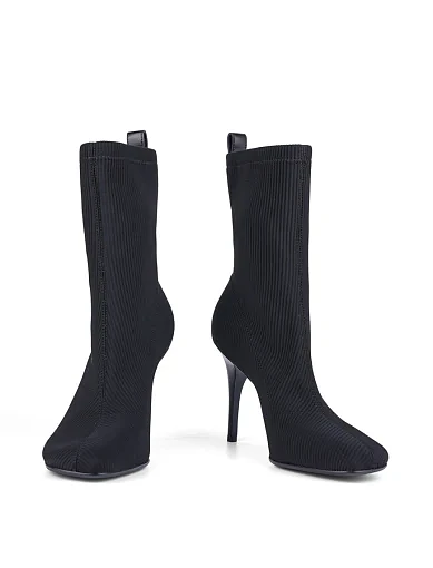 Жіночі черевики MIRATON тканинні чорні на високій шпильці (23147T-02-01 ОЗ-24-25) - фото 2 - Miraton