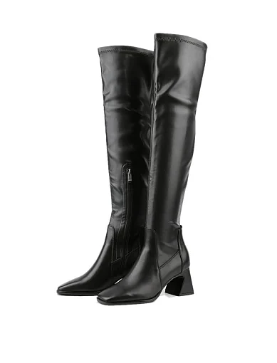 Жіночі ботфорти Attizzare шкіряні чорні з підкладкою з байки (8009-2002) - фото 2 - Miraton