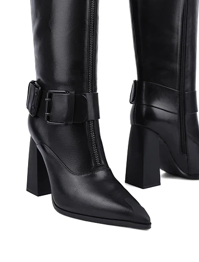 Жіночі чоботи MIRATON шкіряні чорні з підкладкою з байки (K8258-1-N1R) - фото 2 - Miraton