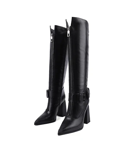 Жіночі чоботи MIRATON шкіряні чорні з підкладкою з байки (K8258-1-N1R) - фото 4 - Miraton