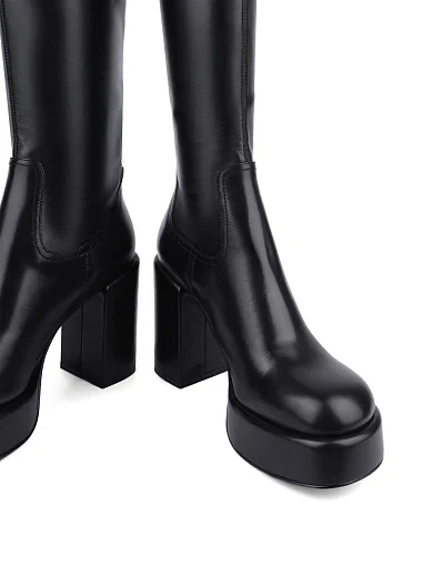 Жіночі ботфорти MIRATON шкіряні чорні з підкладкою з байки (A24109-2201-1) - фото 2 - Miraton