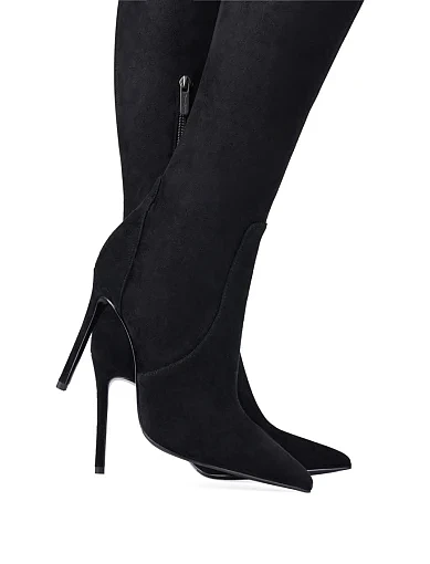 Жіночі ботфорти MiaMay велюрові чорні з підкладкою з байки (W287-242203-1 ОЗ-24-25) - фото 2 - Miraton