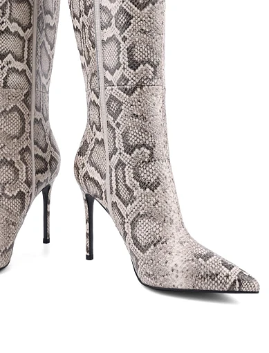 Жіночі чоботи MIRATON шкіряні сірі з підкладкою з байки (W287-3241504-1) - фото 2 - Miraton