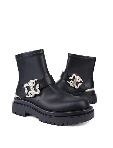 Жіночі черевики Just Cavalli зі штучної шкіри чорні з підкладкою з текстилю (77RA3S95) - фото 2 - Miraton