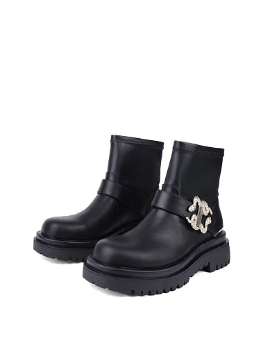 Жіночі черевики Just Cavalli зі штучної шкіри чорні з підкладкою з текстилю (77RA3S95) - фото 3 - Miraton