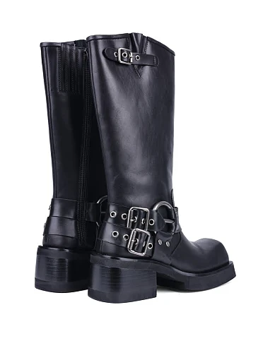 Жіночі чоботи JEFFREY CAMPBELL шкіряні чорні з підкладкою зі штучного хутра (FRAUDULENT(C529D-I502A-001)) - фото 3 - Miraton