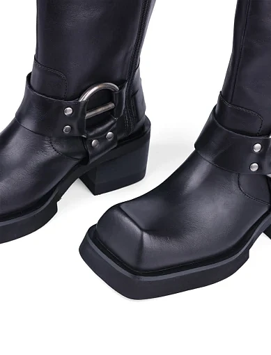 Жіночі чоботи JEFFREY CAMPBELL шкіряні чорні з підкладкою зі штучного хутра (FRAUDULENT(C529D-I502A-001)) - фото 4 - Miraton