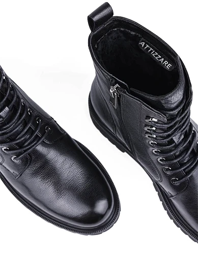 Жіночі черевики Attizzare шкіряні чорні з підкладкою з натурального хутра (AT0739M-107-777 ОЗ-24-25) - фото 5 - Miraton