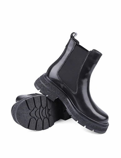 Жіночі черевики Attizzare шкіряні чорні з підкладкою з натурального хутра (AT0340M-3-3041 ОЗ-24-25) - фото 2 - Miraton