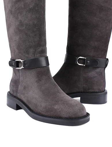 Жіночі чоботи Attizzare велюрові сірі з підкладкою з байки (FT2412-1607-1) - фото 2 - Miraton