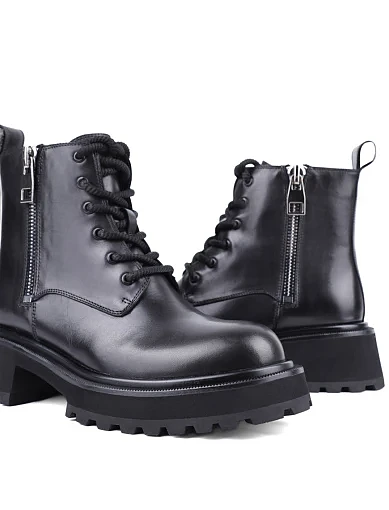 Жіночі черевики MIRATON шкіряні чорні з підкладкою з байки (FT309B-501-1) - фото 2 - Miraton