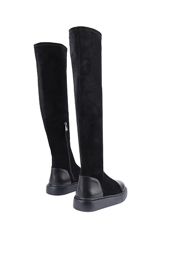 Жіночі ботфорти Attizzare велюрові чорні з підкладкою з натуральної шкіри (AH2492H-3-1) - фото 4 - Miraton