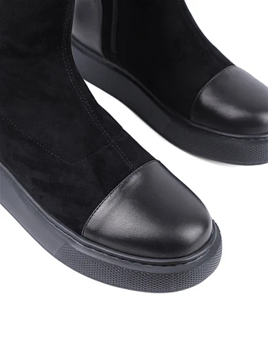 Жіночі ботфорти Attizzare велюрові чорні з підкладкою з натуральної шкіри (AH2492H-3-1) - фото 5 - Miraton