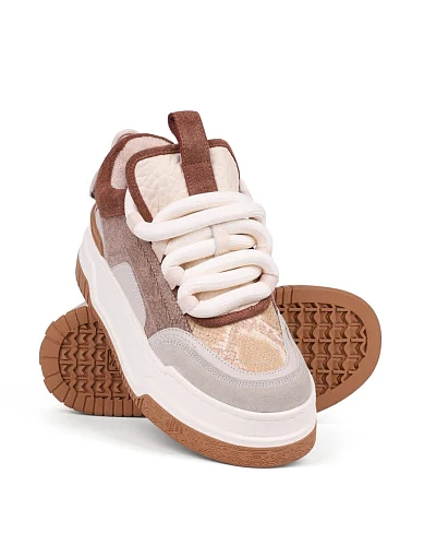 Жіночі кеди MIRATON замшеві бежеві замшеві (AH2493B-7-2) - фото 2 - Miraton