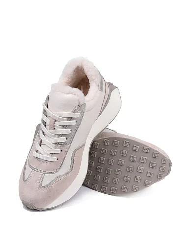 Жіночі кросівки Attizzare велюрові бежеві з підкладкою з натурального хутра (H2247B-63-2M) - фото 2 - Miraton